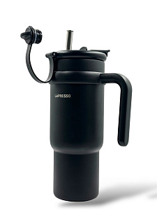 Кружка LePresso с трубочкой из нержавеющей стали, 900 мл, черный LPCFFM0024BK