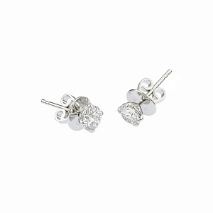 Серьги-пусеты белое золото 750 пробы с бриллиантами 1.40 ct (GIA) GIA-3