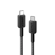 Кабель Anker 322 USB-C - USB-C, 60 Вт, 0.9 м, нейлон, черный A81F5H11