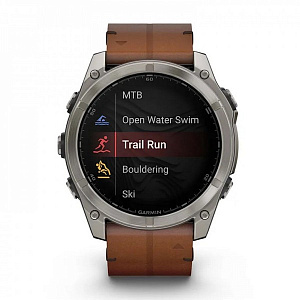Смарт-часы Garmin Fenix 8 51 мм Amoled Sapphire Bare Titanium Black with Chestnut Leather Band+Grapphite Silicone Band 010-02905-40