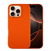 Чехол A-Case Amur с MagSafe для iPhone 16 Pro, экокожа, оранжевый ACP16P-ORN