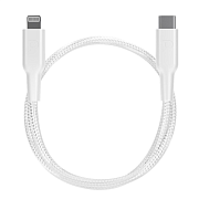 Кабель Powerology Braided USB-C - Lightning, 30 см, 60 Вт, белый PCAB006WH