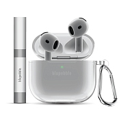 Чехол + набор для чистки Blupebble Clear Guard Kit для AirPods 4, с карабином, прозрачный BPCLGR4-CL