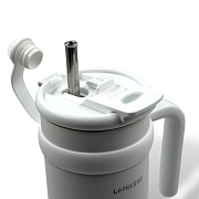 Кружка LePresso с трубочкой из нержавеющей стали, 900 мл, белый LPCFFM0024WH