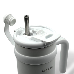 Кружка LePresso с трубочкой из нержавеющей стали, 900 мл, белый LPCFFM0024WH
