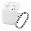 Чехол для AirPods 2, силикон, с карабином, белый AIR-10