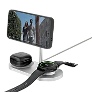 Беспроводное зарядное устройство 3 в 1 uBear Stage Pro Galaxy Watch Edition, 30 Вт, серебристый USPGW-30W