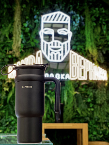 Кружка LePresso с трубочкой из нержавеющей стали, 900 мл, черный LPCFFM0024BK