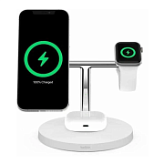 Беспроводное зарядное устройство 3 в 1 Belkin Boost Charge Pro с MagSafe Qi2, 15 Вт, белый BLQI215W-WH