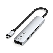 Адаптер Satechi 6 в 1 2x USB-A, HDMI 4K/60Гц, microSD, SD, USB-C 100 Вт, серебристый ST-P6SS