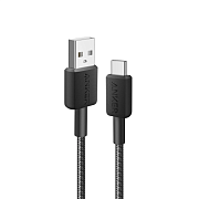 Кабель Anker 322 USB-A - USB-C, 15 Вт, 0.9 м, нейлон, черный ANK-15W