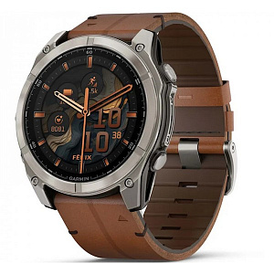 Смарт-часы Garmin Fenix 8 51 мм Amoled Sapphire Bare Titanium Black with Chestnut Leather Band+Grapphite Silicone Band 010-02905-40