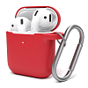 Чехол для AirPods 2, силикон, с карабином, красный AIR-3