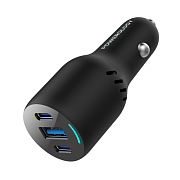 Автомобильное зарядное устройство Powerology USB-A, Dual USB-C, 85 Вт, черный PCCSR014