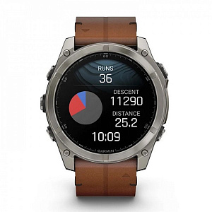 Смарт-часы Garmin Fenix 8 51 мм Amoled Sapphire Bare Titanium Black with Chestnut Leather Band+Grapphite Silicone Band 010-02905-40