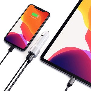 Автомобильное зарядное устройство Satechi USB-C - USB-A, 72 Вт, белый ST-TCPDCCS