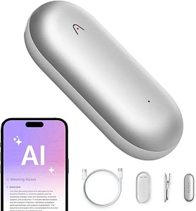 Диктофон с искусственным интеллектом GPT-5 Plaud Note Pin, серебристый PLNP-GY