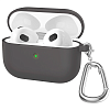 Чехол для AirPods 3, силикон, с карабином, серый AIR3K-1