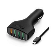Автомобильный адаптер Aukey 4-порта USB-A, черный 1132