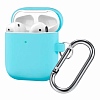 Чехол для AirPods 2, силикон, с карабином, голубой AIR-7