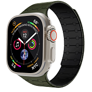 Ремешок Levelo RoyalLink для Apple Watch 44/45/49 мм, силикон, зеленый LVLRLS49GNBK