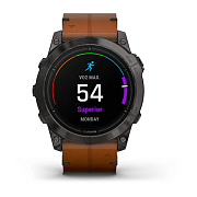 Спортивные часы Garmin Epix Pro Sapphire (Gen 2) Сarbon Gray 51 mm Titanium/Chestnut Leather Band 010-02804-30