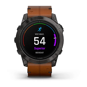 Спортивные часы Garmin Epix Pro Sapphire (Gen 2) Сarbon Gray 51 mm Titanium/Chestnut Leather Band 010-02804-30