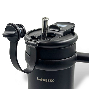 Кружка LePresso с трубочкой из нержавеющей стали, 900 мл, черный LPCFFM0024BK