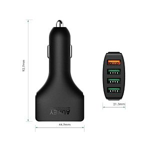 Автомобильный адаптер Aukey 4-порта USB-A, черный 1132