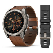 Смарт-часы Garmin Fenix 8 51 мм Amoled Sapphire Bare Titanium Black with Chestnut Leather Band+Grapphite Silicone Band 010-02905-40