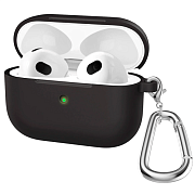 Чехол для AirPods 3, силикон, с карабином, черный AIR3K-7
