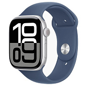 Умные часы Apple Watch Series 10 GPS, 46mm Silver Aluminium Case with Denim Sport Band AW10-46mmb