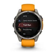 Смарт-часы Garmin Fenix 8 47 mm Amoled Sapphire Titanium Orange/Graphite Silicone Band 010-02904-10