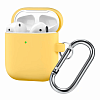 Чехол для AirPods 2, силикон, с карабином, желтый AIR-2