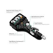 Автомобильный адаптер Aukey 4-порта USB-A, черный 1132