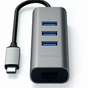 Адаптер Satechi USB-C 2 в 1, серый SUA-1