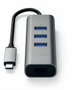 Адаптер Satechi USB-C 2 в 1, серый SUA-1