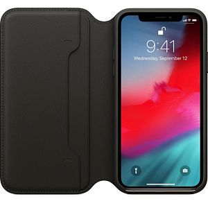 Чехол Apple Folio для iPhone X, кожа, черный 6526