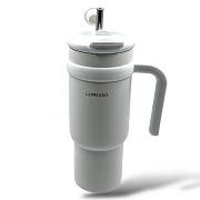 Кружка LePresso с трубочкой из нержавеющей стали, 900 мл, белый LPCFFM0024WH