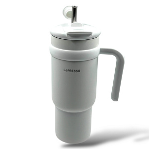 Кружка LePresso с трубочкой из нержавеющей стали, 900 мл, белый LPCFFM0024WH
