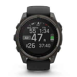Смарт-часы Garmin Fenix 8 51 мм Solar Sapphire Carbon Gray DLC Titanium with Black/Pebble Gray Silicone 010-02907-11