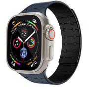 Ремешок Levelo RoyalLink для Apple Watch 44/45/49 мм, силикон, синий LVLRLS49BLBK