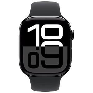 Умные часы Apple Watch Series 10 42 мм Aluminium Case GPS, Jet Black/Black Sport Band, Б/У AW10-42bu
