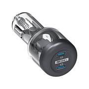 Автомобильное зарядное устройство Powerology Dual USB-C, 35 Вт, прозрачный PCCSR011