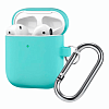 Чехол для AirPods 2, силикон, с карабином, голубой AIR-6