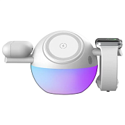 Беспроводное зарядное устройство 3 в 1 Porodo Orbix RGB, 15 Вт, белый PDMSWCWH