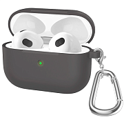 Чехол для AirPods 3, силикон, с карабином, серый AIR3K-1
